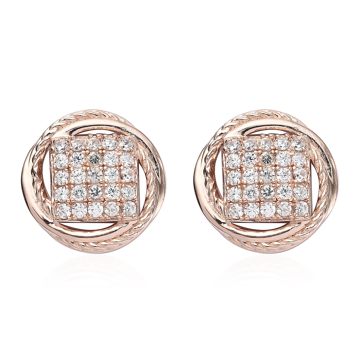 Karis Simulated Diamond Stud Earrings in 18K Rose Gold Plated