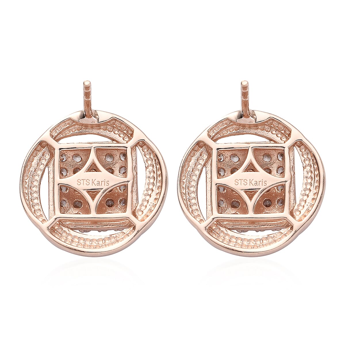 Karis Simulated Diamond Stud Earrings in 18K Rose Gold Plated