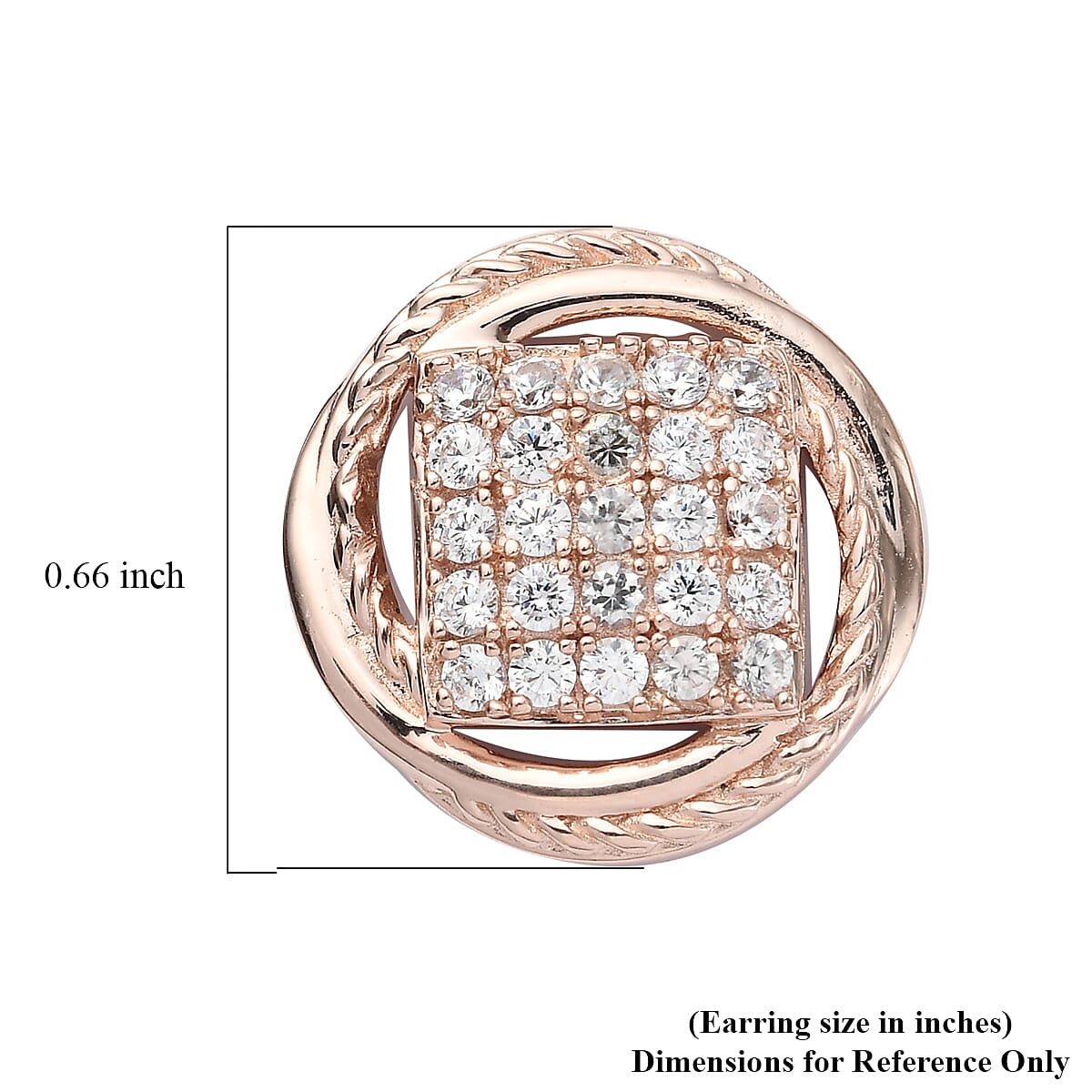 Karis Simulated Diamond Stud Earrings in 18K Rose Gold Plated