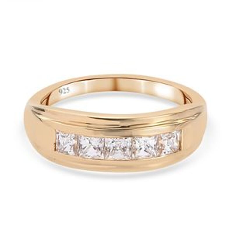 Swarovski Zirconia 2.18 ctw Band Ring in 14K Yellow Gold Over Sterling Silver (Size 11.5)