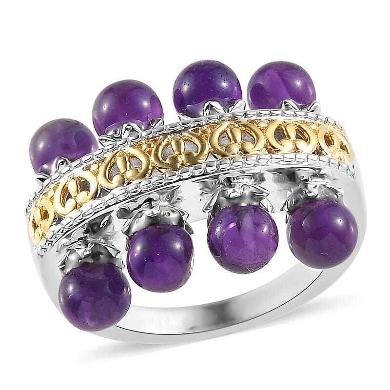 Karis Amethyst Band Ring in Platinum Bond and 18K YG Plated (Size 10.0) 7.50 ctw
