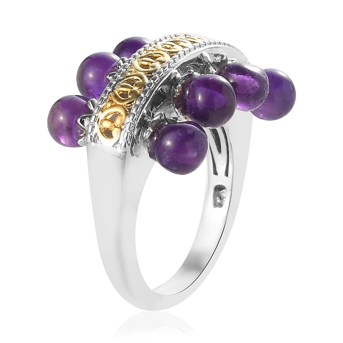 KARIS Amethyst Band Ring in Platinum Bond and ION Plated 18K Yellow Gold 7.50 ctw image number 3
