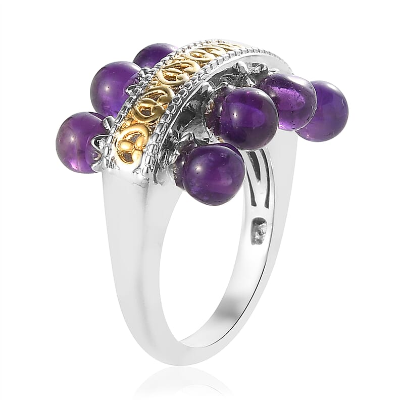 Karis Amethyst Band Ring in Platinum Bond and 18K YG Plated (Size 10.0) 7.50 ctw