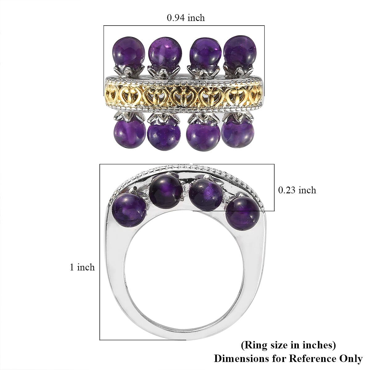 KARIS Amethyst Band Ring in Platinum Bond and ION Plated 18K Yellow Gold 7.50 ctw image number 5
