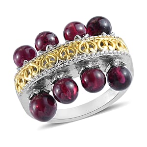 Karis Mozambique Garnet Band Ring in Platinum Bond and 18K YG Plated (Size 7.0) 9.70 ctw