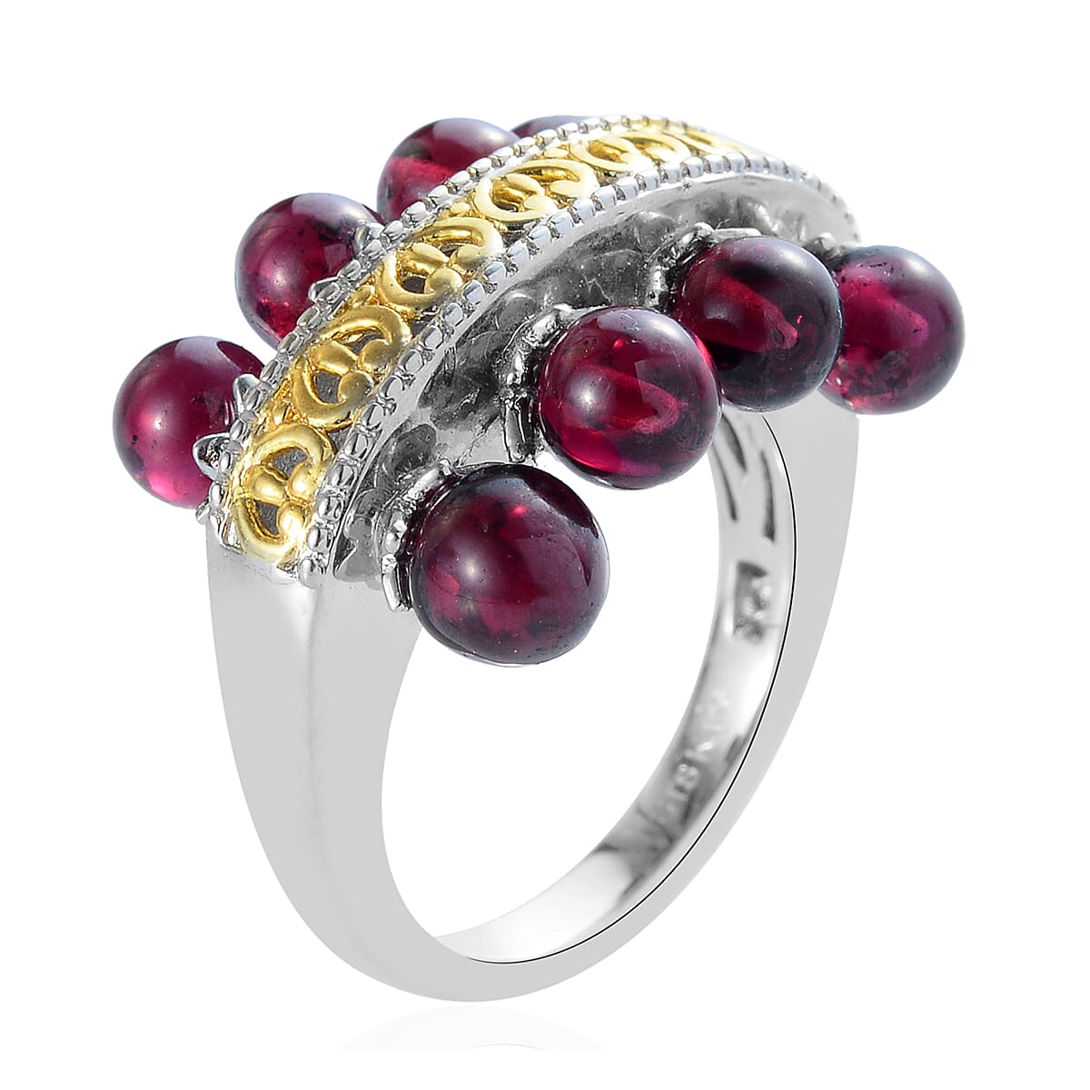 Karis Mozambique Garnet Band Ring in Platinum Bond and 18K YG Plated (Size 7.0) 9.70 ctw image number 3