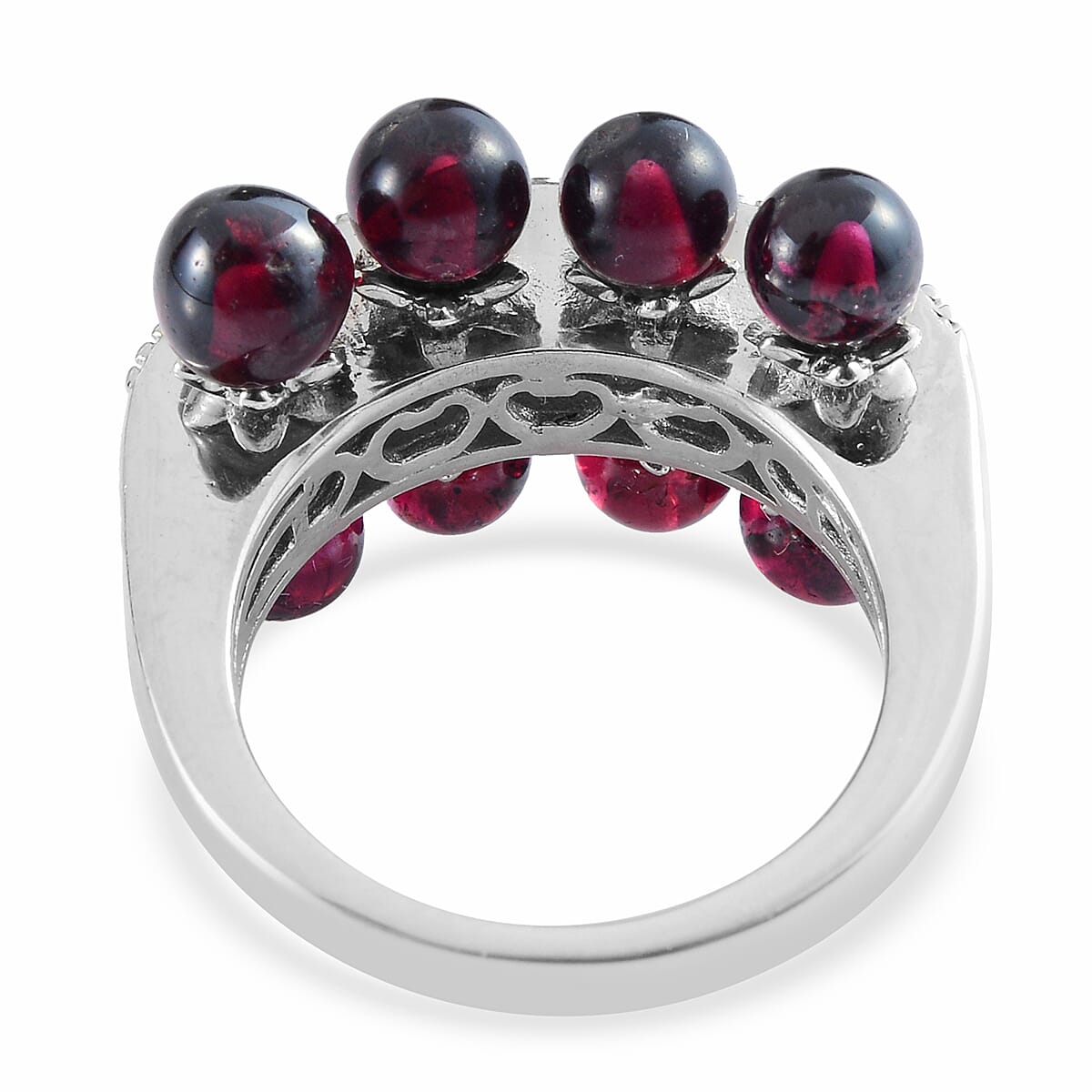 Karis Mozambique Garnet Band Ring in Platinum Bond and 18K YG Plated (Size 7.0) 9.70 ctw image number 4