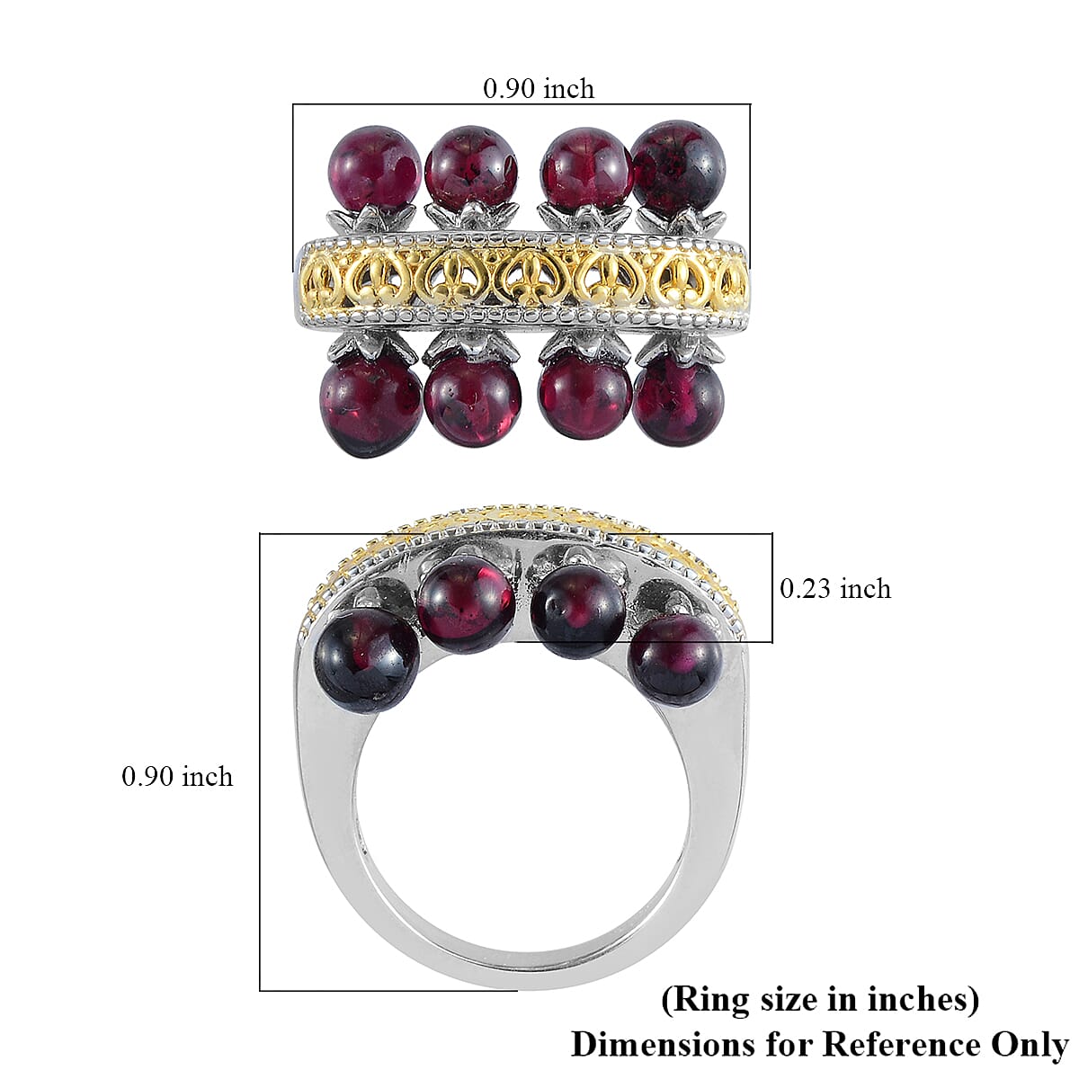 Karis Mozambique Garnet Band Ring in Platinum Bond and 18K YG Plated (Size 7.0) 9.70 ctw image number 5