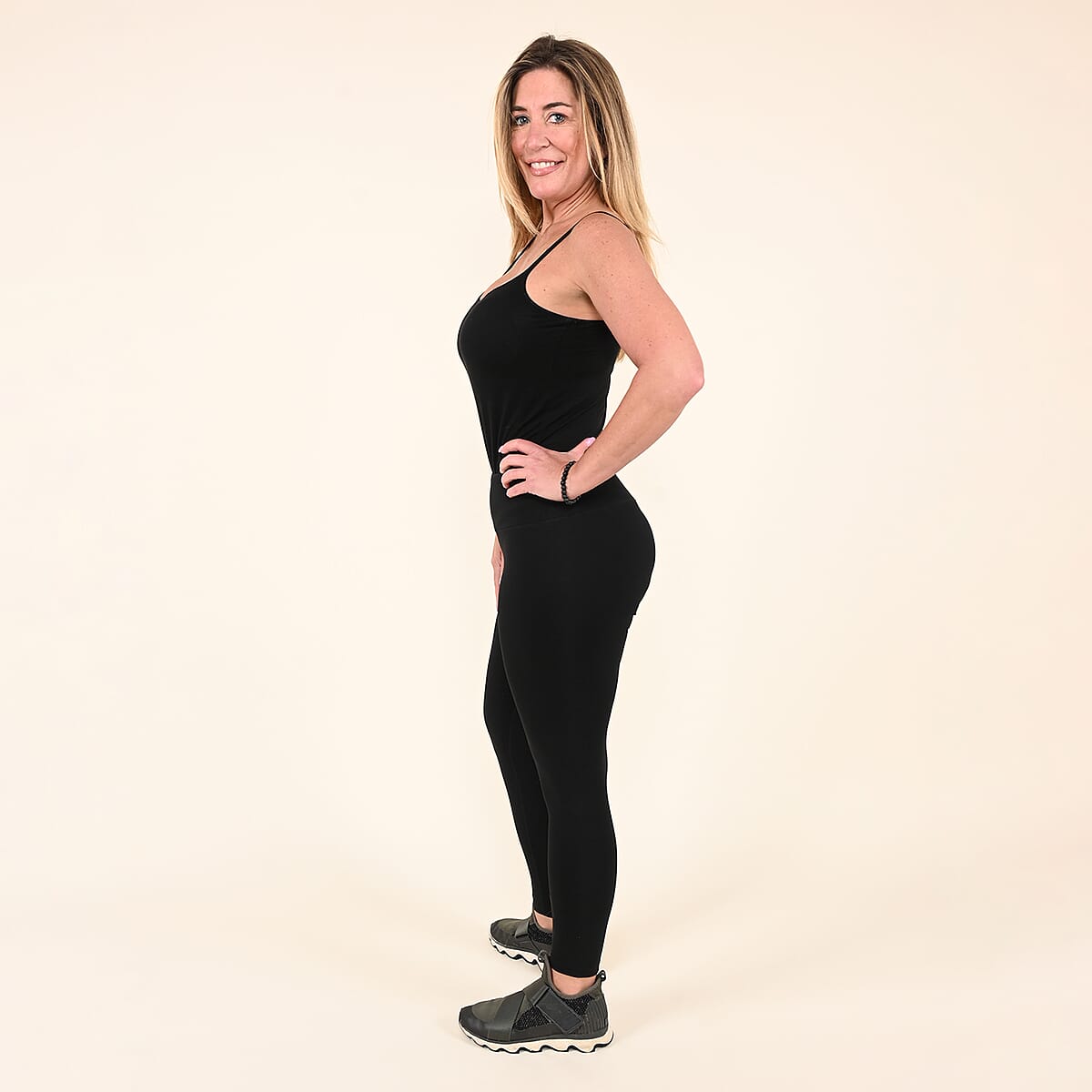 Tamsy Black 90% Cotton & 10% Spandex Women Legging - S image number 2