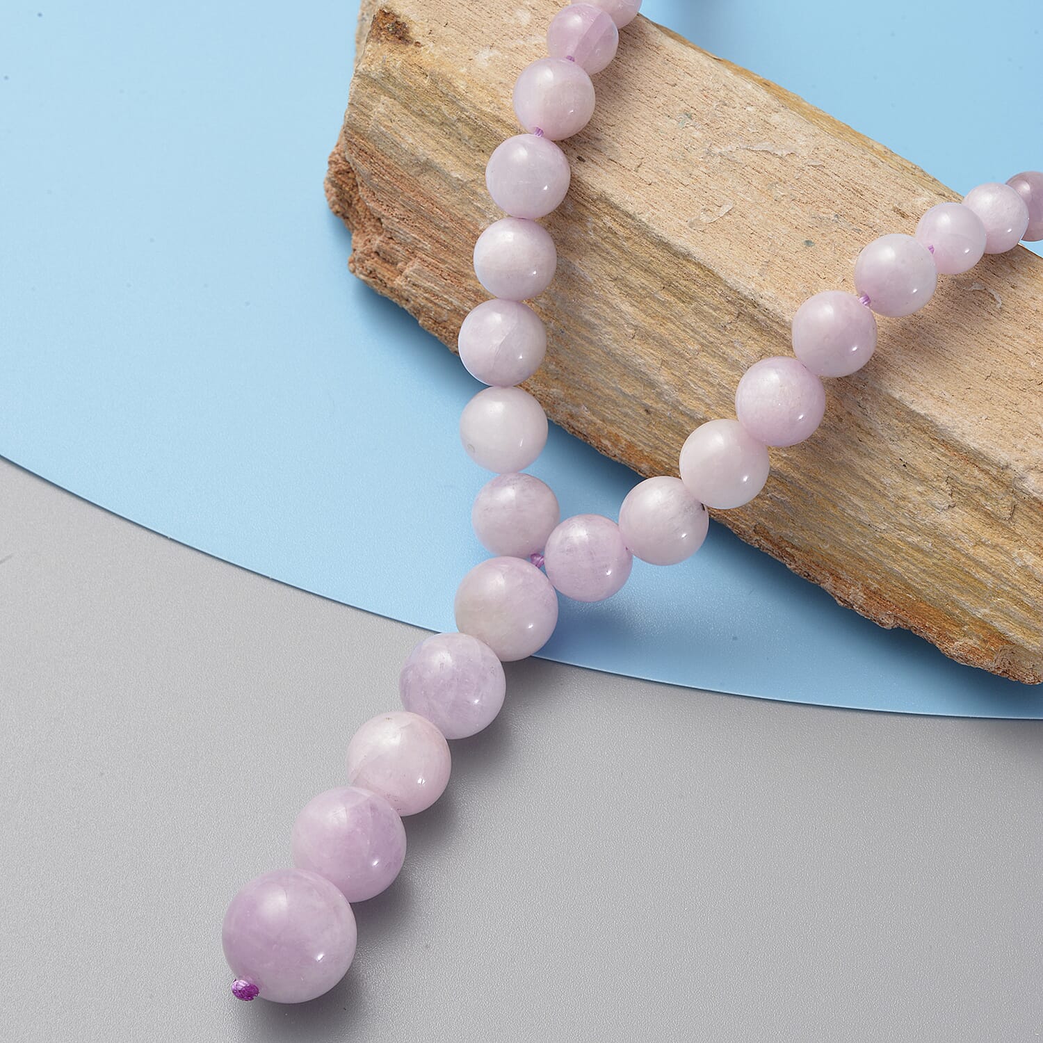 Kunzite Beaded Necklace 20 Inches with Magnetic Lock in Rhodium Over Sterling Silver 274.00 ctw