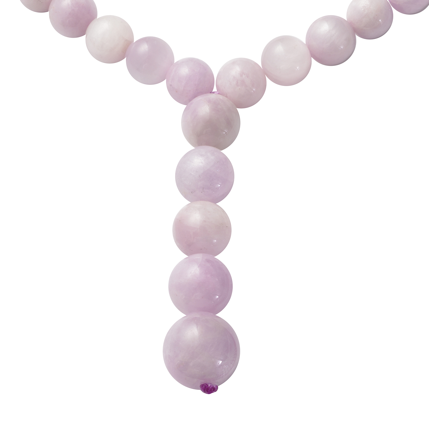 Kunzite Beaded Necklace 20 Inches with Magnetic Lock in Rhodium Over Sterling Silver 274.00 ctw