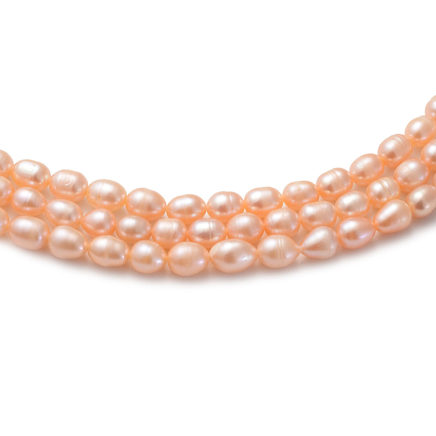 Freshwater Peach Cultured Pearl Necklace in Sterling Silver (18 Inches)