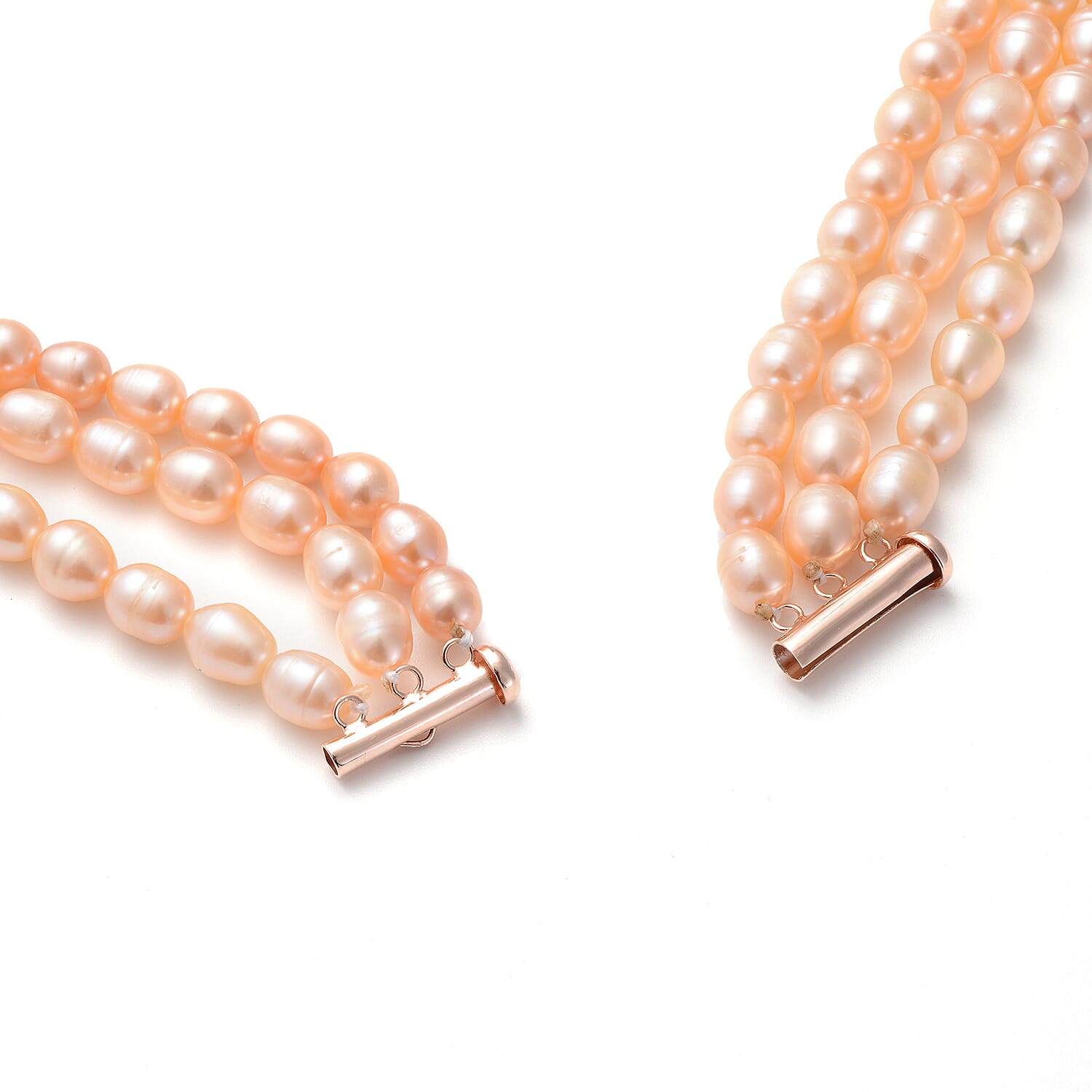 Freshwater Peach Cultured Pearl Necklace in Sterling Silver (18 Inches)
