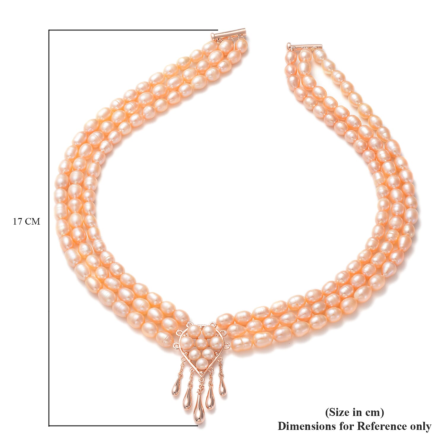 Freshwater Peach Cultured Pearl Necklace in Sterling Silver (18 Inches)