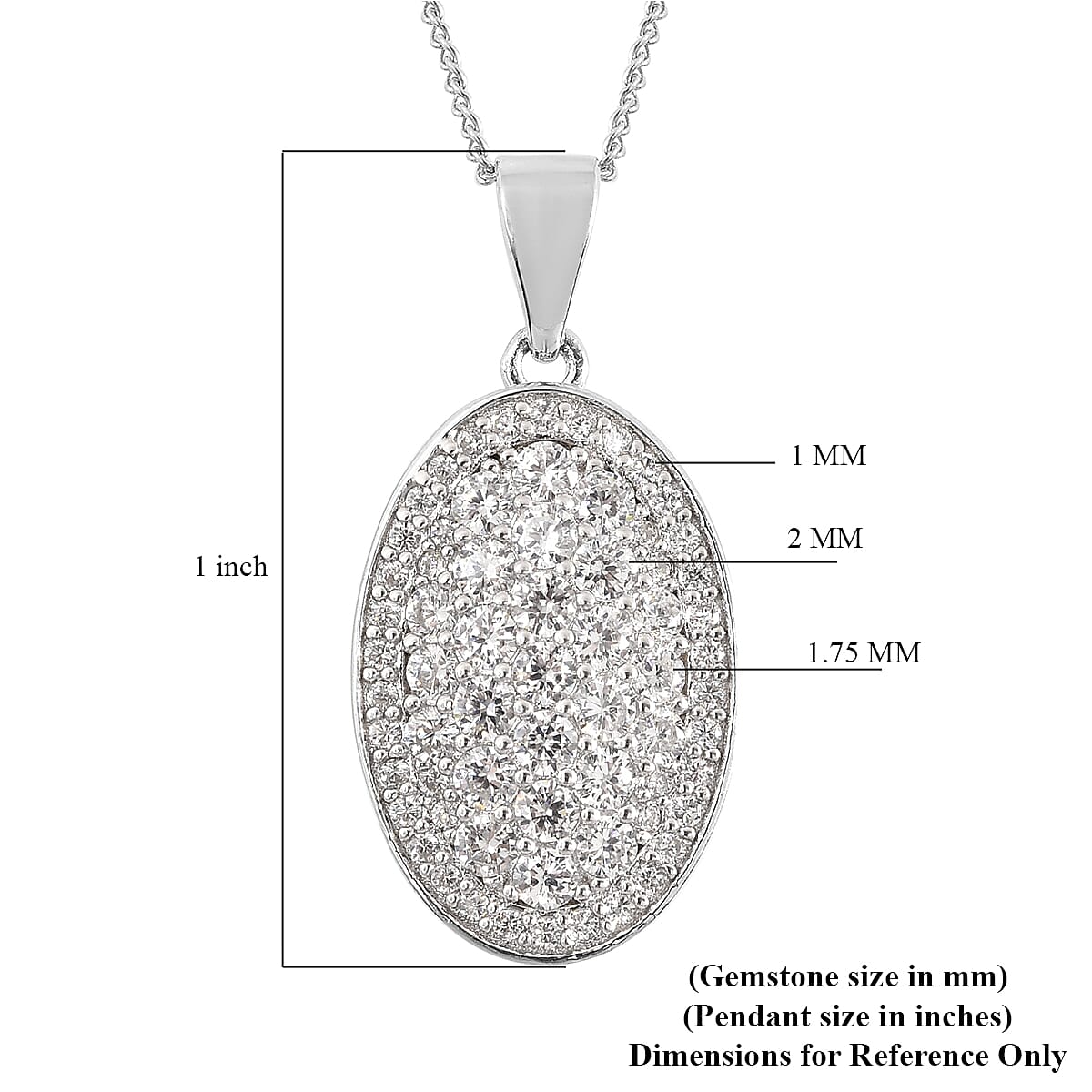 Moissanite Oval Shape Cocktail Pendant Necklace 18 Inches in Rhodium Over Sterling Silver 0.90 ctw image number 5