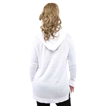 Jovie White Color Linen Women Cardigan with Hood Size - XL image number 1