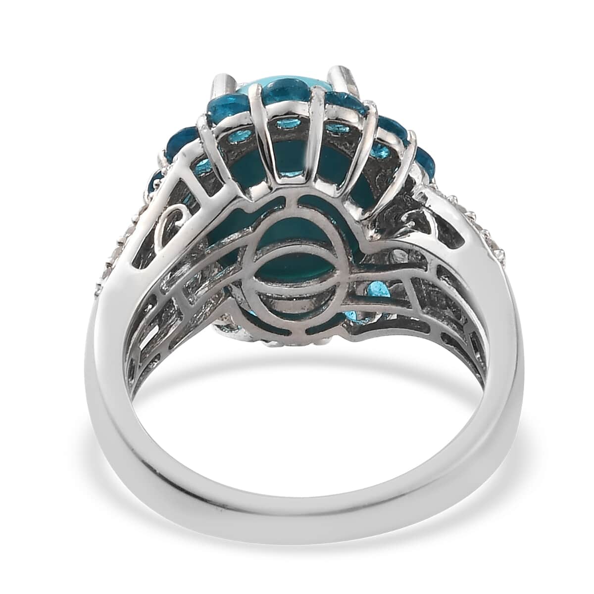 American Natural Sleeping Beauty Turquoise and Multi Gemstone Cocktail Ring in Platinum Over Sterling Silver (Size 10.0) 5.00 ctw image number 4