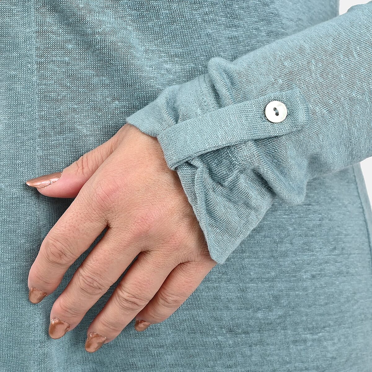 Tamsy Sea Salt Color Linen Women Cardigan with Hood Size - M image number 4