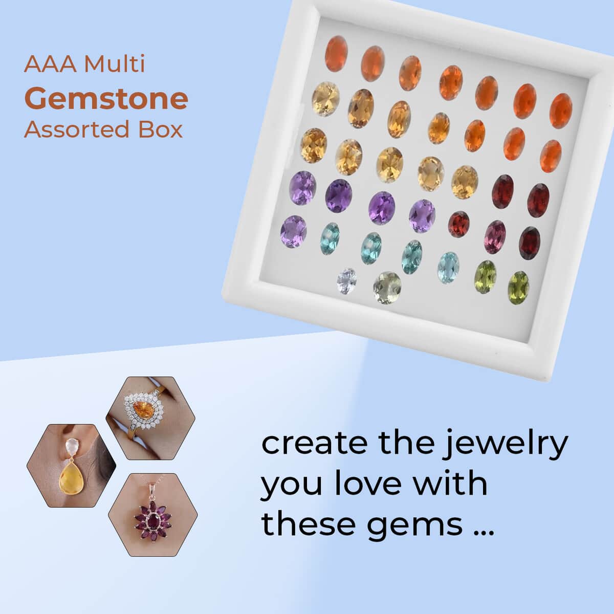 AAA Multi Gemstone Assorted Box, Loose Gemstones For Jewelry Making, AAA Multi Colored Gems For Ring Earrings Necklace (Ovl Mix Mix) 8.00 ctw image number 2