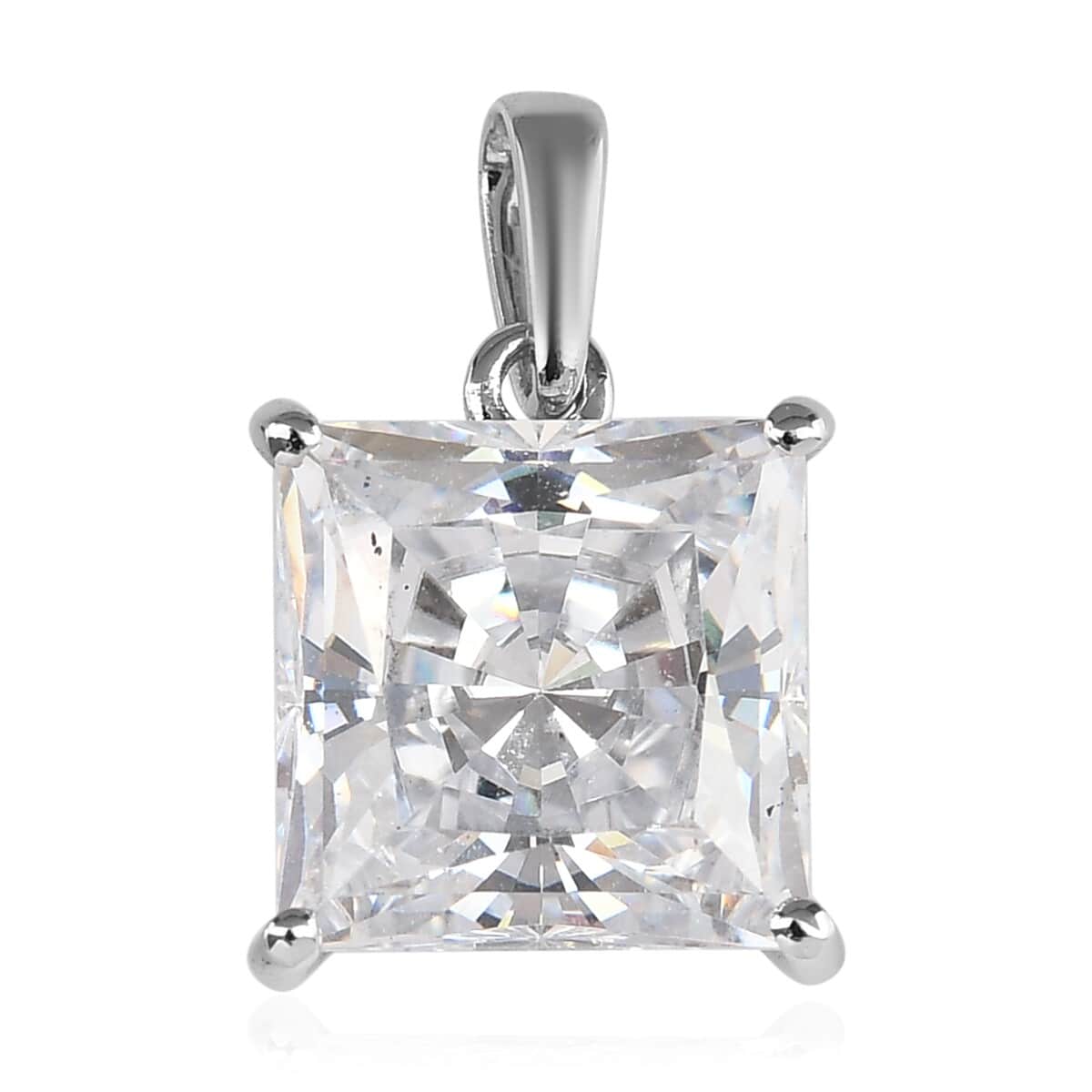 LUXORO 10K White Gold Made with Finest CZ Solitaire Pendant 6.80 ctw image number 0