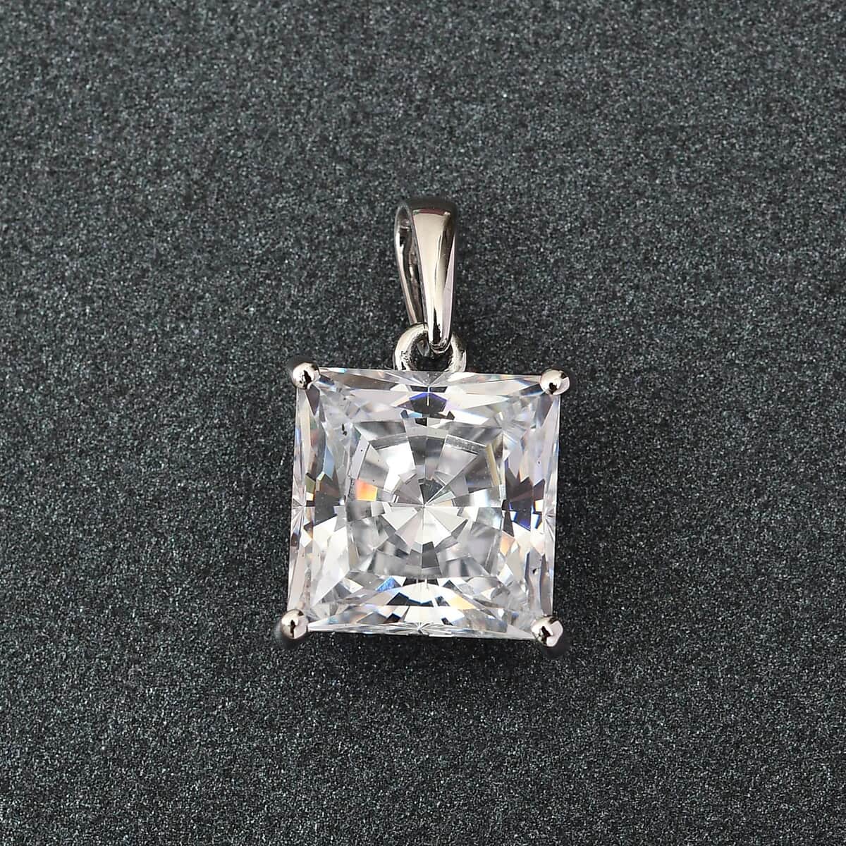 LUXORO 10K White Gold Made with Finest CZ Solitaire Pendant 6.80 ctw image number 1
