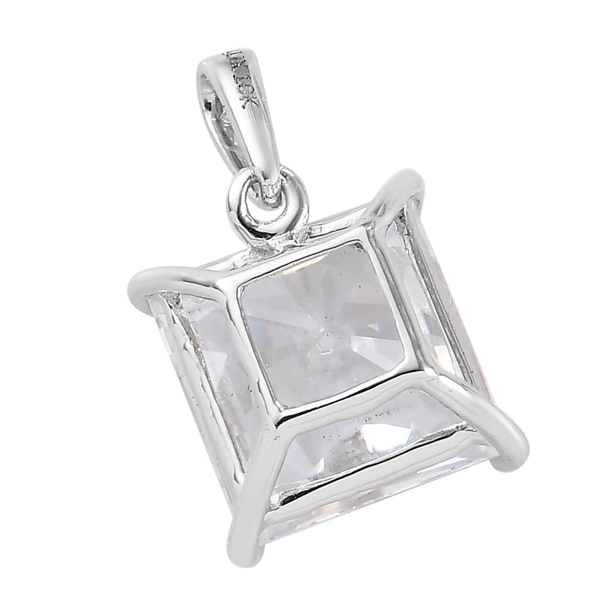 LUXORO 10K White Gold Made with Finest CZ Solitaire Pendant 6.80 ctw image number 3