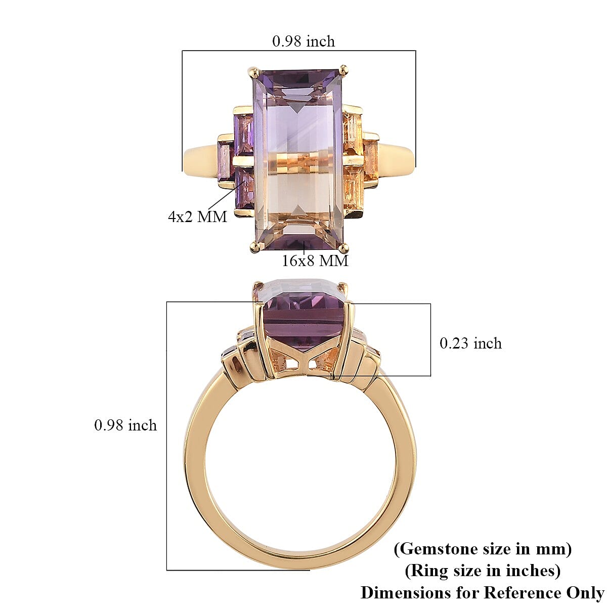 AAA Anahi Ametrine and Multi Gemstone Ring in Vermeil Yellow Gold Over Sterling Silver (Size 10.0) 7.10 ctw