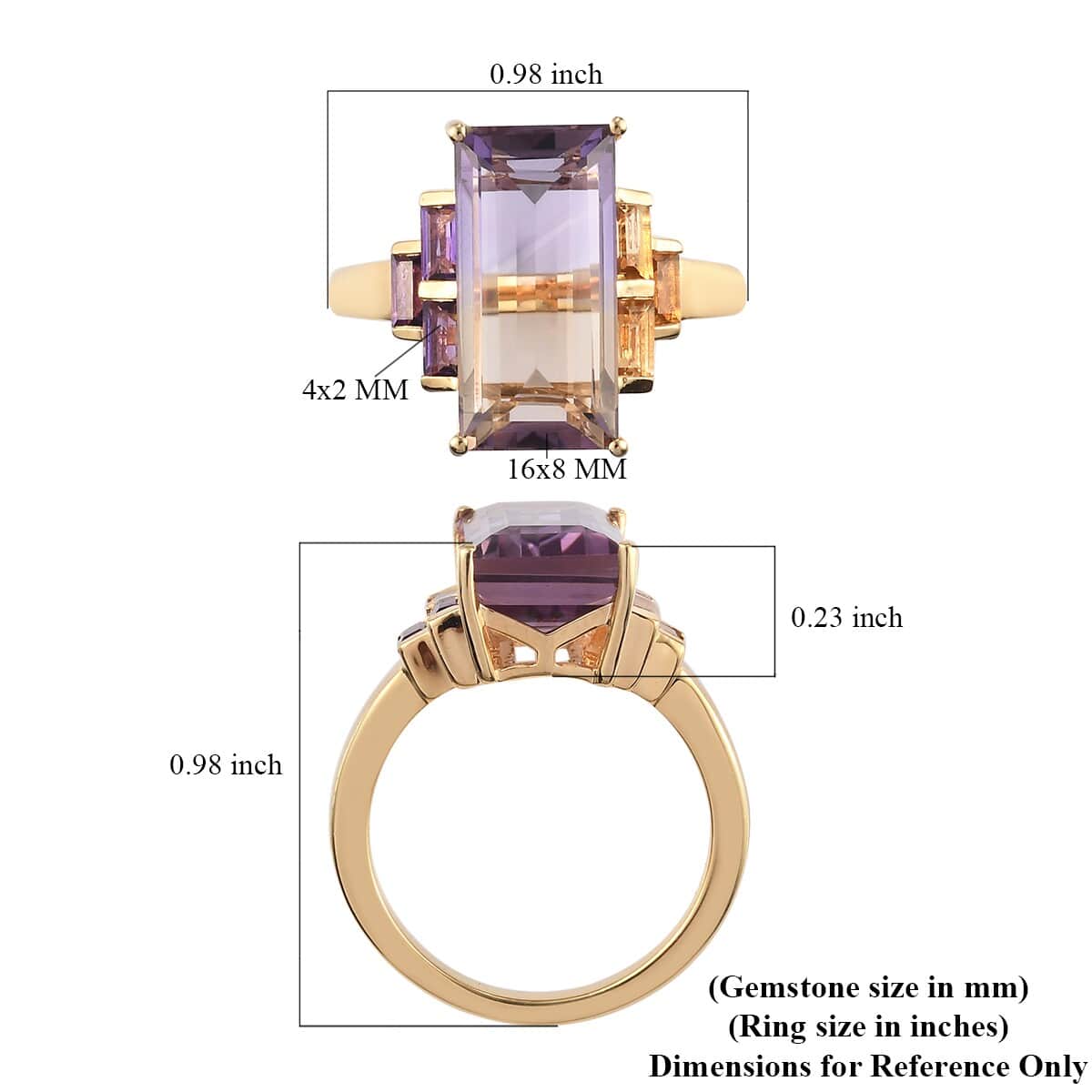 AAA Anahi Ametrine and Multi Gemstone Ring in Vermeil Yellow Gold Over Sterling Silver (Size 10.0) 7.10 ctw image number 5