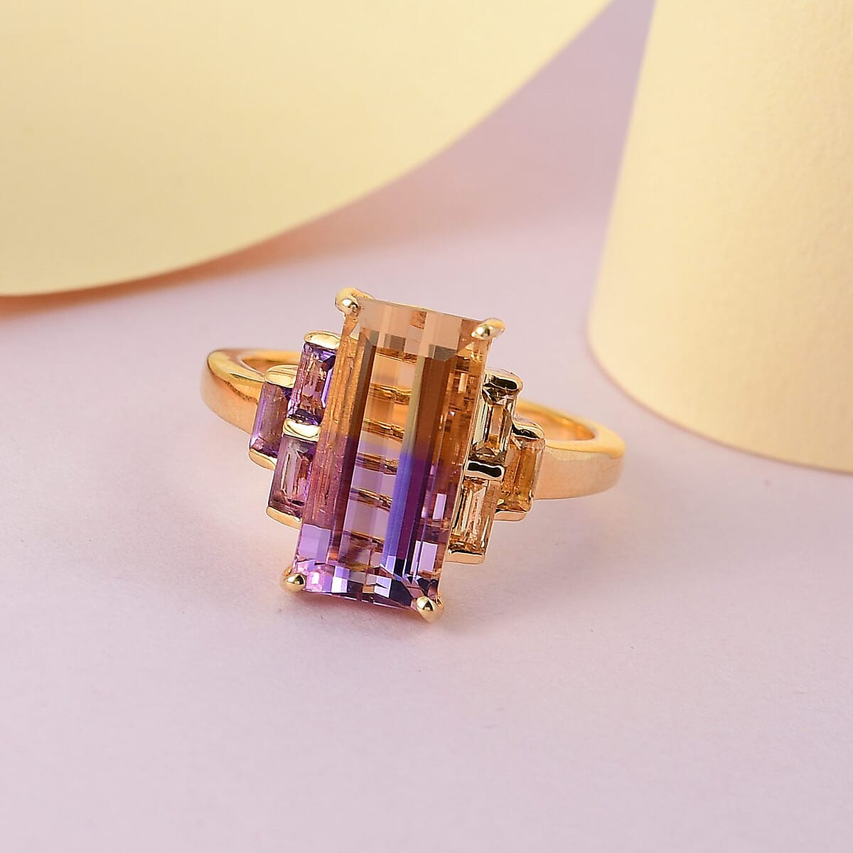AAA Anahi Ametrine and Multi Gemstone Ring in Vermeil Yellow Gold Over Sterling Silver (Size 7.0) 7.10 ctw image number 1