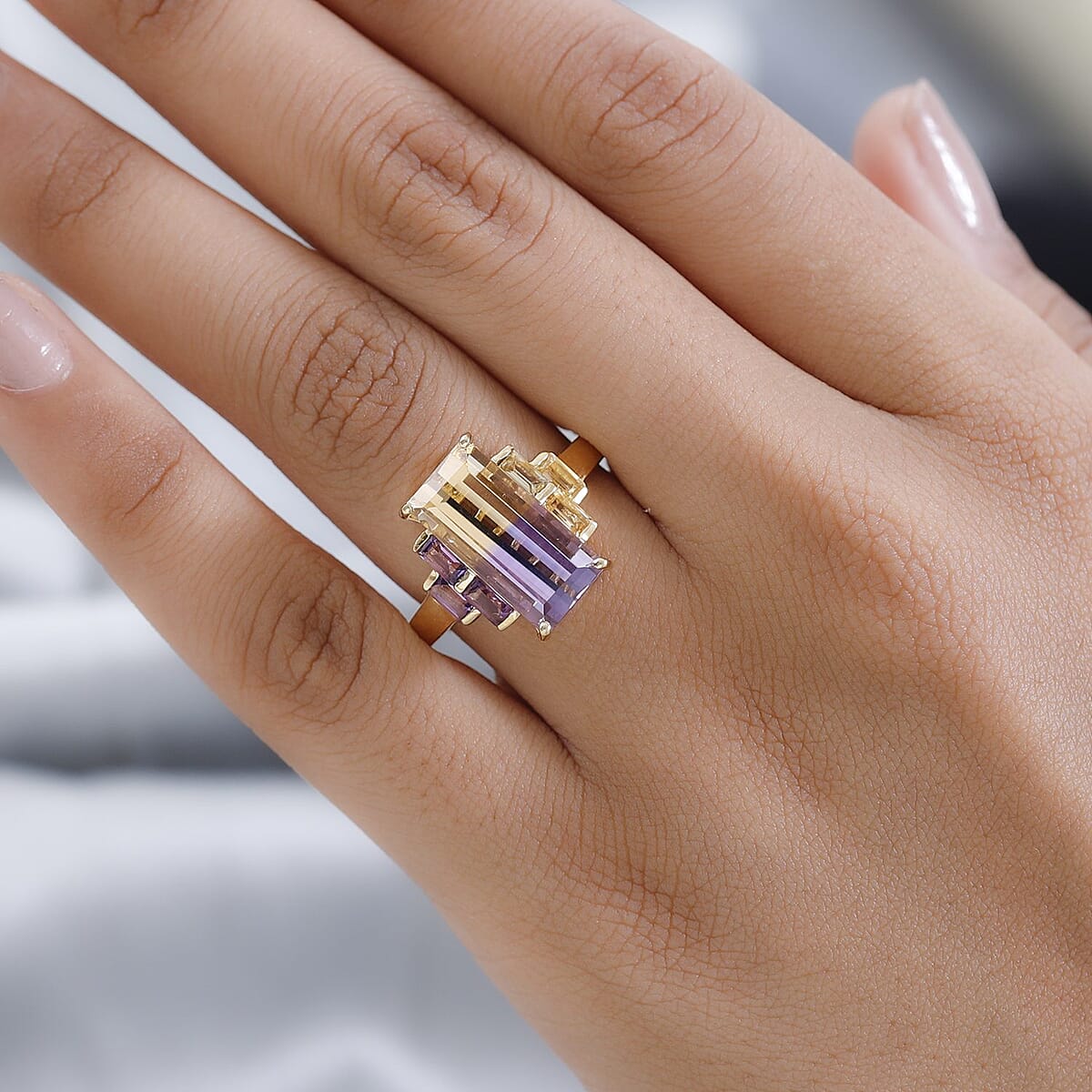 AAA Anahi Ametrine and Multi Gemstone Ring in Vermeil Yellow Gold Over Sterling Silver (Size 7.0) 7.10 ctw image number 2