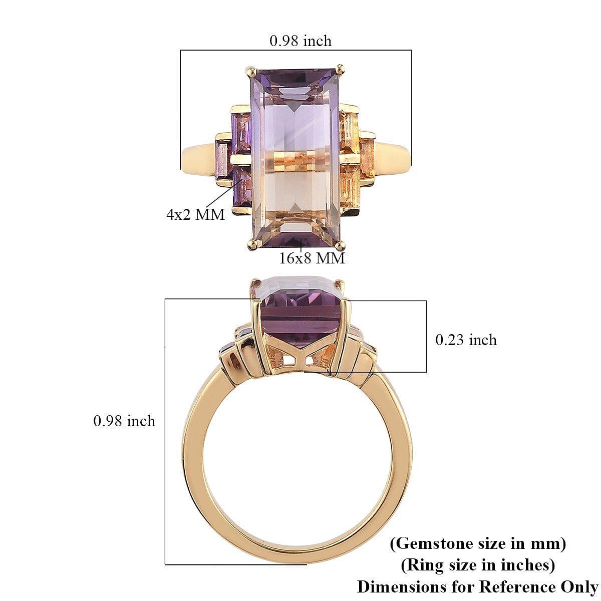 AAA Anahi Ametrine and Multi Gemstone Ring in Vermeil Yellow Gold Over Sterling Silver (Size 8.0) 7.10 ctw image number 5