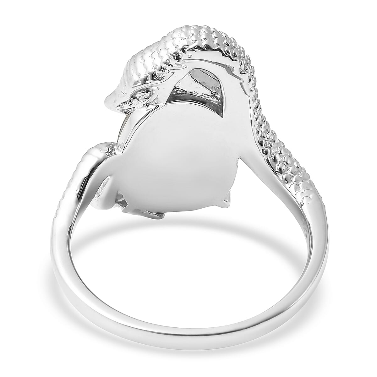 Boulder Opal Triplet Snake Ring in Rhodium Over Sterling Silver (Size 7.0) 3.50 ctw image number 4