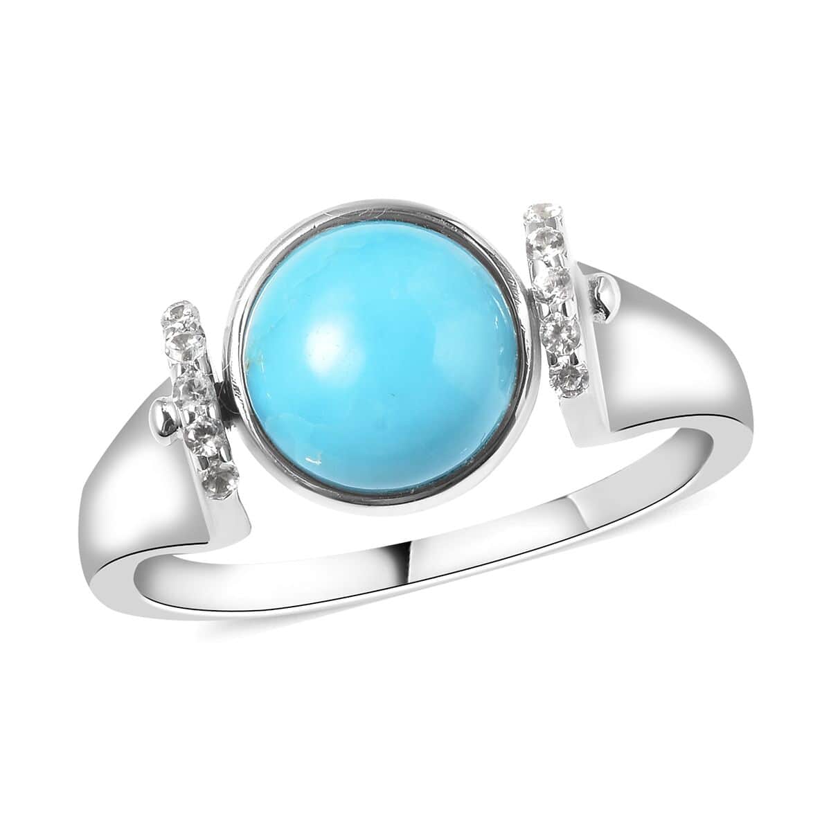 American Natural Sleeping Beauty Turquoise and Multi Gemstone Reversible Ring in Rhodium Over Sterling Silver 1.85 ctw image number 0