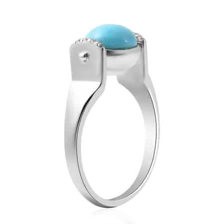 Sleeping Beauty Turquoise and Multi Gemstone Reversible Ring in Rhodium Over Sterling Silver (Size 5.0) 1.85 ctw image number 3
