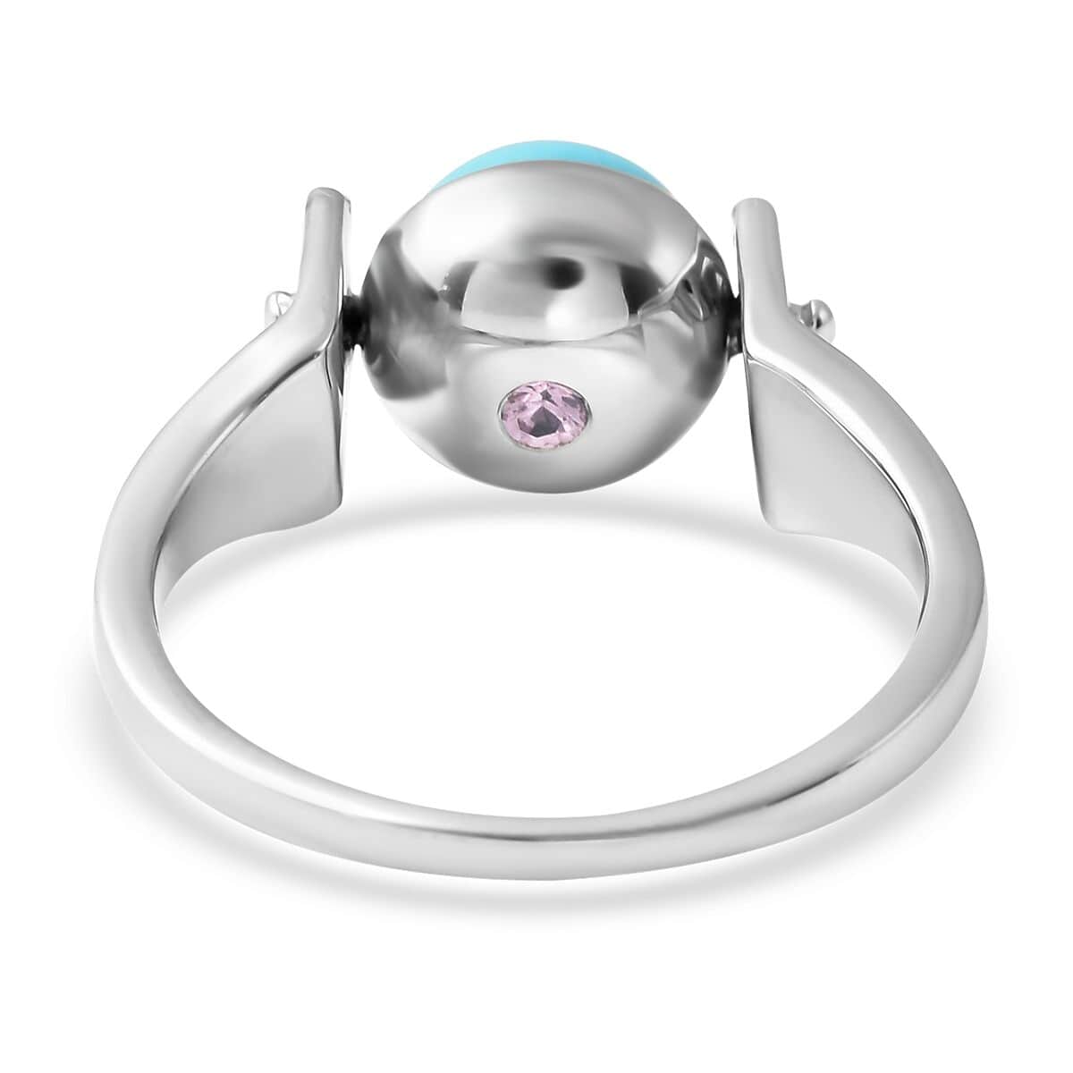 Sleeping Beauty Turquoise and Multi Gemstone Reversible Ring in Rhodium Over Sterling Silver (Size 5.0) 1.85 ctw image number 4