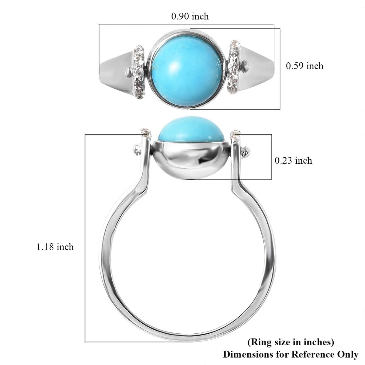 Sleeping Beauty Turquoise and Multi Gemstone Reversible Ring in Rhodium Over Sterling Silver (Size 5.0) 1.85 ctw image number 5