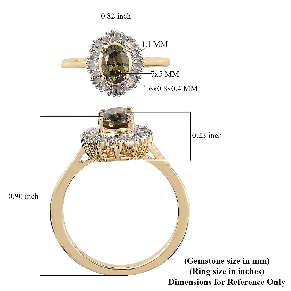 Natural Ambanja Champagne Demantoid Garnet and Diamond Halo Ring in Vermeil Yellow Gold Over Sterling Silver (Size 6.0) 1.20 ctw
