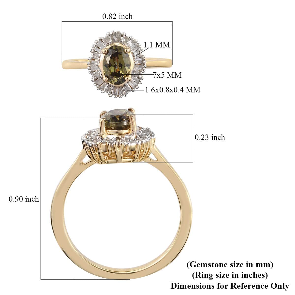 Natural Ambanja Champagne Demantoid Garnet and Diamond Halo Ring in Vermeil Yellow Gold Over Sterling Silver (Size 6.0) 1.20 ctw image number 5