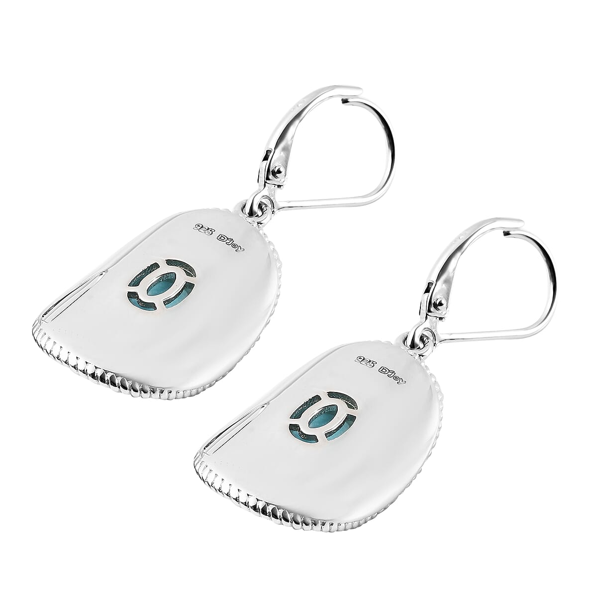 AMERICAN Natural Sleeping Beauty Turquoise Cowboy Hat Inspired Earrings in Rhodium Over Sterling Silver 2.20 ctw image number 3