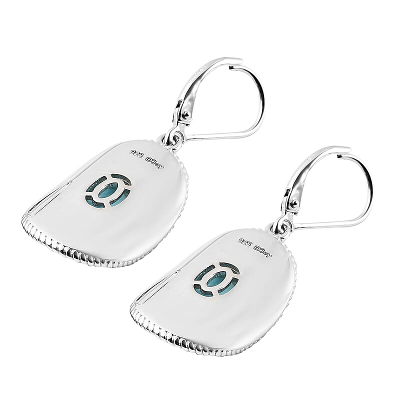 AMERICAN Natural Sleeping Beauty Turquoise Cowboy Hat Inspired Earrings in Rhodium Over Sterling Silver 2.20 ctw