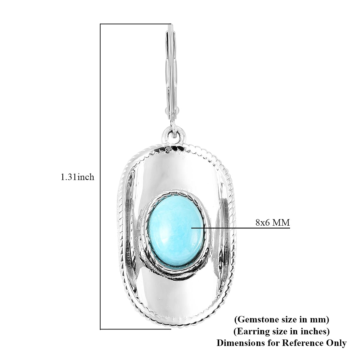 AMERICAN Natural Sleeping Beauty Turquoise Cowboy Hat Inspired Earrings in Rhodium Over Sterling Silver 2.20 ctw image number 4