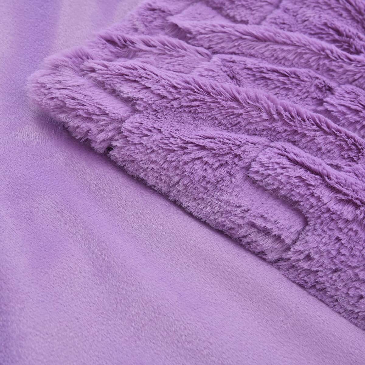 Homesmart Dusty Lavender Pleated Microfiber Faux Fur Throw image number 2