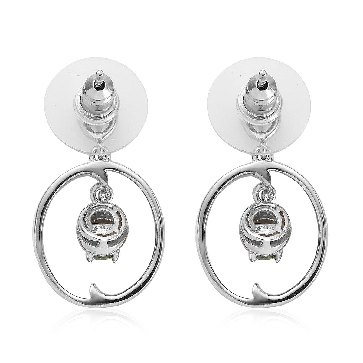 Ambanja Demantoid Garnet Dangling Earrings in Platinum Over Sterling Silver 1.10 ctw image number 3