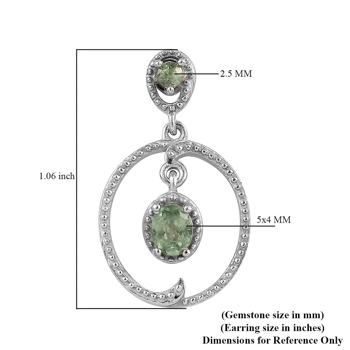 Ambanja Demantoid Garnet Dangling Earrings in Platinum Over Sterling Silver 1.10 ctw image number 4