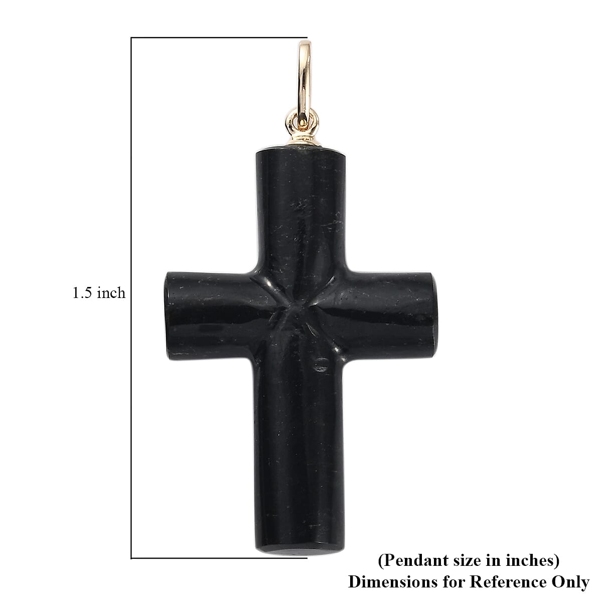 10K Yellow Gold Premium AMERICAN California Black Jade Cross Pendant 25.70 ctw image number 3