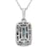 Blue Diamond Baguette Shape Cocktail Pendant Necklace 18 Inches in Rhodium & Platinum Over Sterling Silver 0.50 ctw image number 4