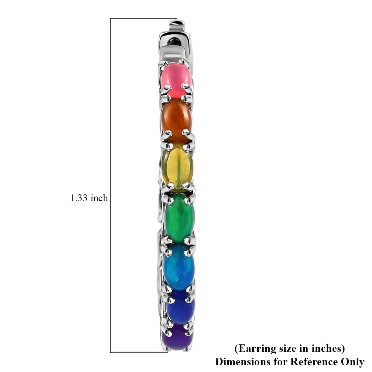 Multi Welo Opal Hoop Earrings in Platinum Over Sterling Silver 3.60 ctw image number 5