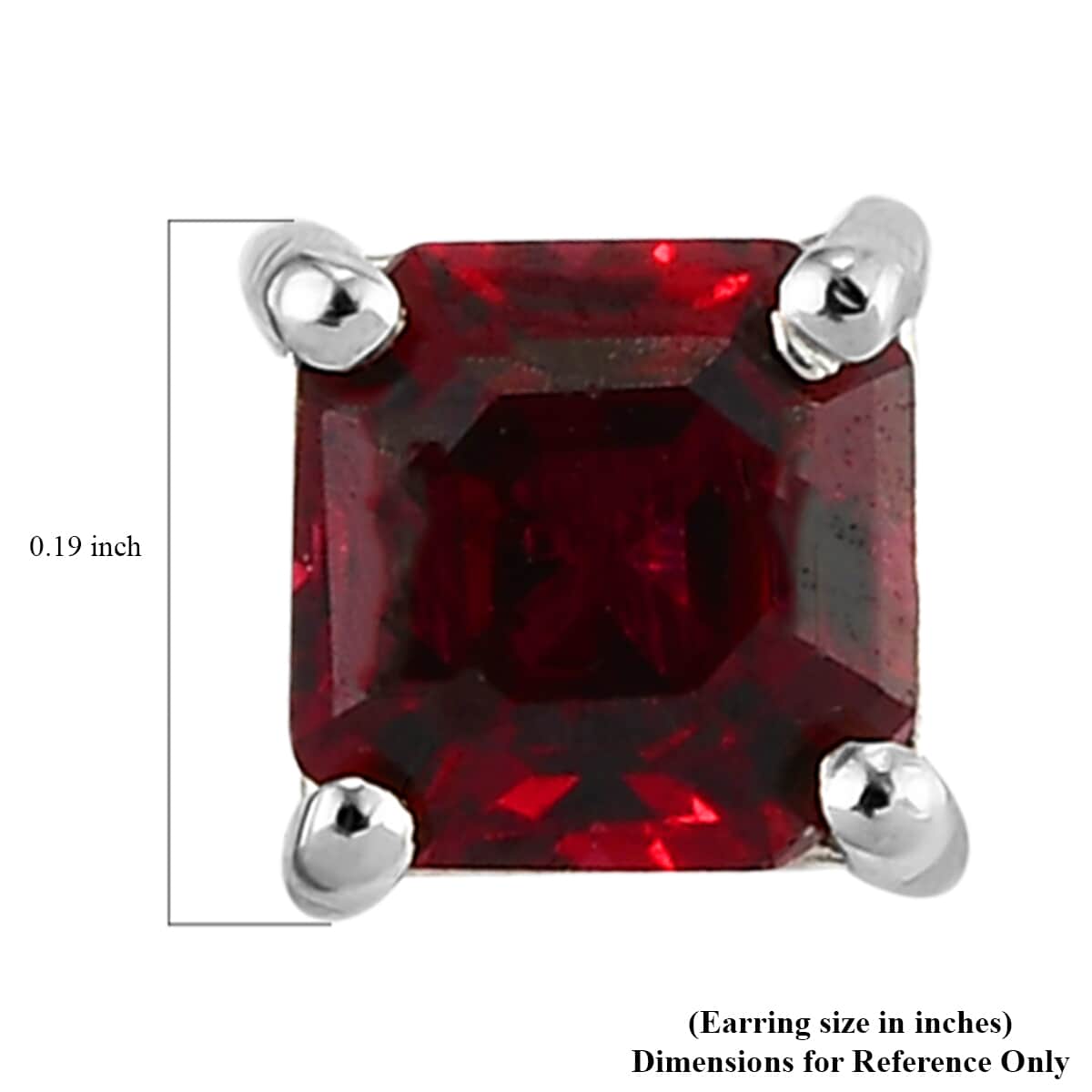 Asscher Cut Anthill Garnet Solitaire Stud Earrings in Platinum Over Sterling Silver 0.75 ctw image number 4