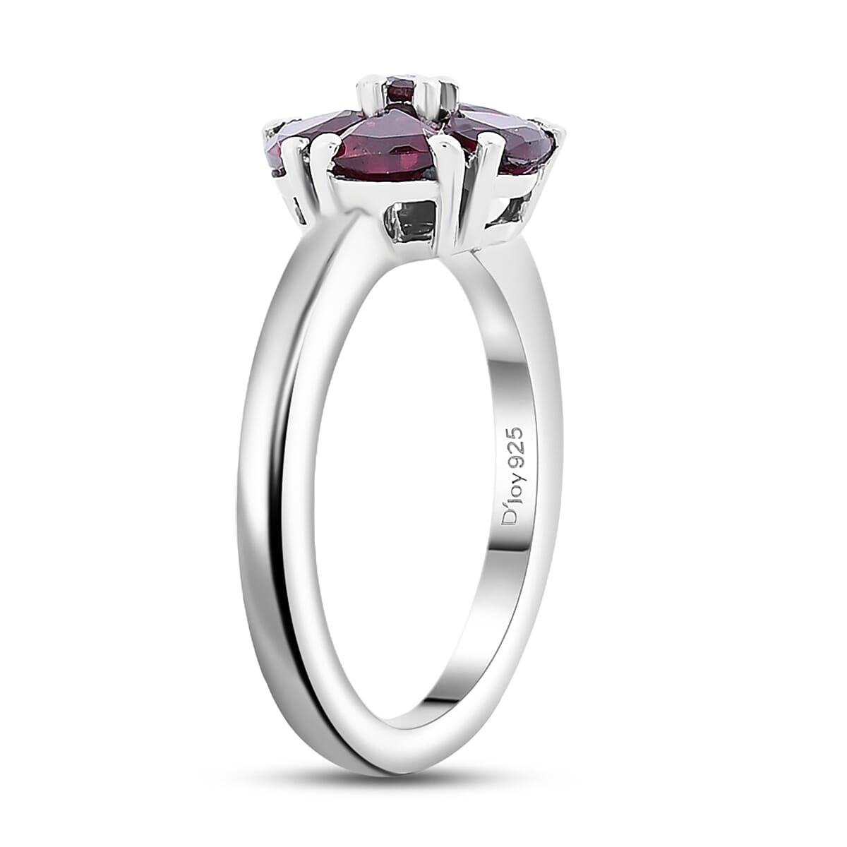 Arizona Anthill Garnet Flower Ring in Platinum Over Sterling Silver (Size 5.0) 1.40 ctw image number 3