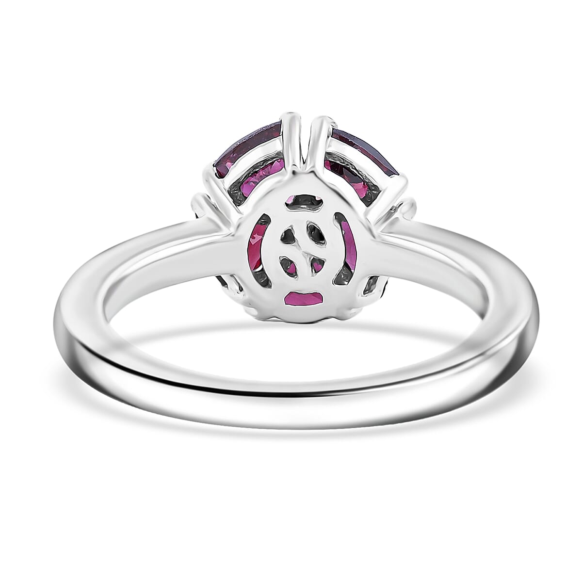 Arizona Anthill Garnet Flower Ring in Platinum Over Sterling Silver (Size 5.0) 1.40 ctw image number 4